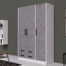 Armadio 210 tre ante e due cassetti cemento