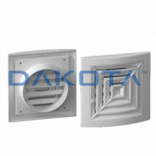 Griglia Appoggio con Serranda in ABS con imbocco Ã¸ 125 - 1 pz. Misure   Ã¸ 125 - 190 x 190mm  