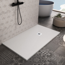 Piatto doccia bianco in marmoresina con griglia inox e Piletta Gratis - SERIE ATHENA Dimensioni 80x160 cm 