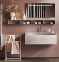 Composizione 5 Pz Arredo Bagno Modello Ibiza Colore Pino Artico