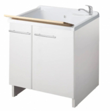 Mobile Lavanderia Due Ante Con Vaschetta Da Interno 60x75x85 cm Colore Bianco
