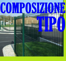 Recinzione Modulare  Completa Linea "Medium Verde" - H 180 cm - Lunghezza 20 mt  Lineari