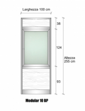 Modulo Parete Divisoria in Alluminio e Vetro Satinato Perline con Finestra - H2550xL1000 mm - ITALFROM®