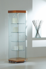 Vetrina Esagonale Motorizzata con Ripiani Girevoli diametro74xH187cm LL OF818GE Made in Italy