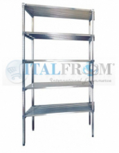 MODULO INIZIALE - Scaffalatura in acciaio INOX , H 250 cm , L 90 cm , PROF. 50 cm , con 5 ripiani